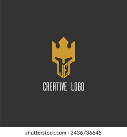 JE initial monogram logo for gaming with creative king spartan image design