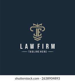 JE initial monogram logo law firm with pillar design