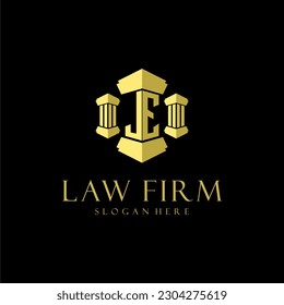 JE initial monogram logo for lawfirm with pillar design