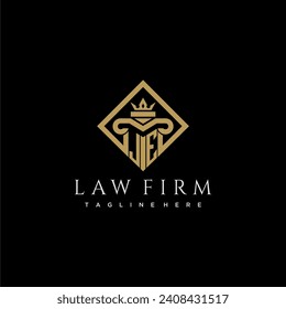 JE initial monogram logo for lawfirm with pillar in creative square design