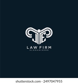 JE initial monogram logo lawfirm with pillar design