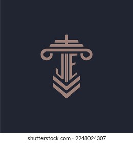 JE initial monogram logo with pillar design for law firm vector image