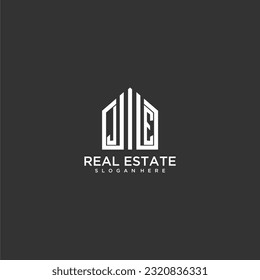 JE initial monogram logo for real estate with home shapes creative design