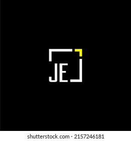 JE initial monogram logo with square style design