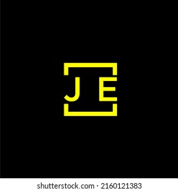 JE initial monogram logo with square style design