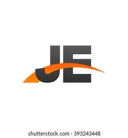 JE initial overlapping swoosh letter logo black orange