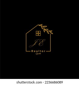 JE initial realtor logo for real estate with creative home design