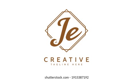 JE Initials, handwriting logo vector