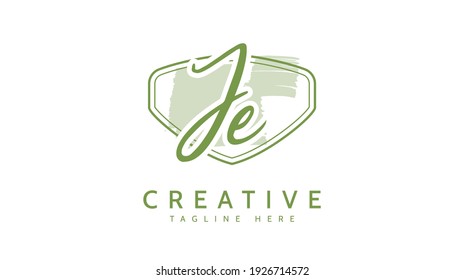 JE Initials, handwriting logo vector