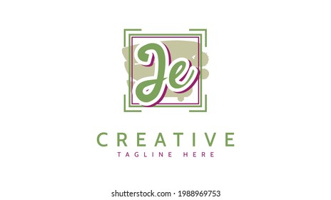 JE Initials, handwriting logo vector