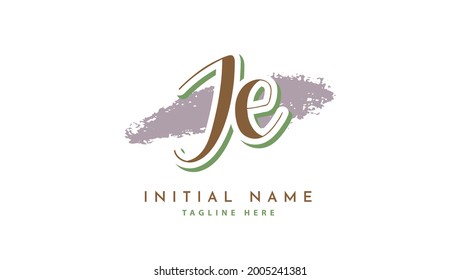 JE Initials, handwriting logo vector