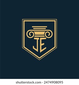 JE Initials Law Firm Logo Lawyer logo with creative law element