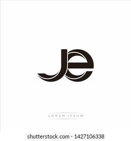 je j e Initial Letter Split Lowercase Modern Monogram linked outline rounded logo