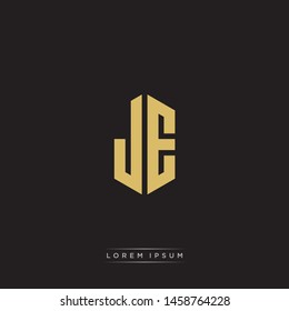 JE J E Logo Emblem Hexagon Capital Letter Modern Template