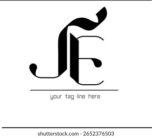 Letra JE Caligrafia Logo - Elegante J e E Monograma encravado