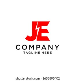 JE letter electric logo design. Red color.