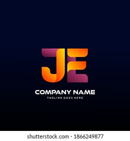 JE Letter initial Logo Vector With colorful, logo for media business