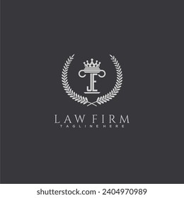 JE letter monogram logo for lawfirm with pillar  crown image design