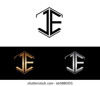JE letters linked with hexagon shape logo
