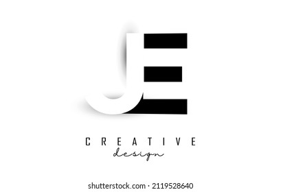 JE letters Logo with negative space design. Vector illustration with with geometric typography. Creative icon with letters.