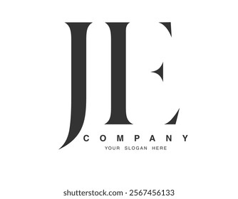 JE logo design. Initial letter j and e serif font style. Creative classic company name typography. Trendy logotype or identity. Vector illustration.