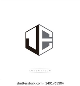 JE Logo Initial Monogram Negative Space Design Template With Black and Grey color