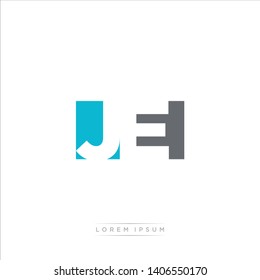 JE Logo Letter with Modern Negative space - Light Blue and Grey Color EPS 10