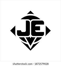 JE Logo monogram with circle shape and square rotate rounded design template on white background