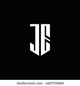 JE logo monogram with emblem style isolated on black background