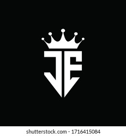 JE logo monogram emblem style with crown shape design template