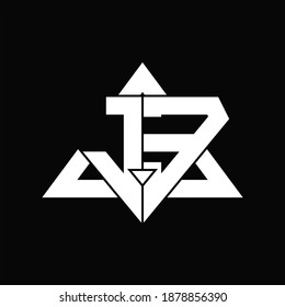JE Logo monogram isolated with triangle shape design template on black background