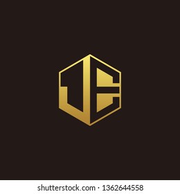 JE Logo Monogram with Negative space gold colors