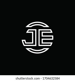 JE logo monogram with negative space circle rounded design template