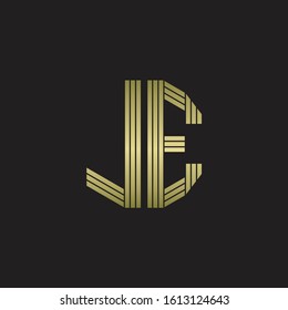 JE Logo monogram outline style linked isolated with gold colors