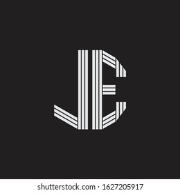 JE Logo monogram with outline style linked isolated on black background
