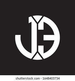 JE Logo monogram with piece circle ribbon style