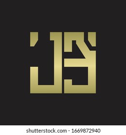 JE-Logo mit quadratischer Design-Vorlage mit goldenen Farben