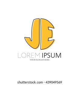 JE Logo. Vector Graphic Sphere Branding Letter Element. White Background