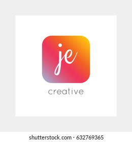 JE logo, vector. Useful as branding, app icon, alphabet combination, clip-art.