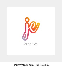 JE logo, vector. Useful as branding, app icon, alphabet combination, clip-art.