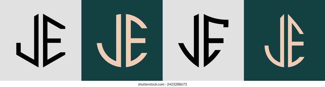 JE modern initial letter logo design vector bundle. It will be suitable for which company or brand name start those initial.