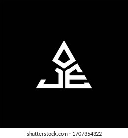 JE monogram logo with 3 pieces shape isolated on triangle design template