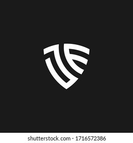 JE monogram logo with shield shape design template