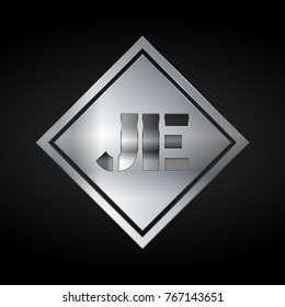 JE Monogram, Silver Logo, Metal Logo, Luxury, Elegant, Abstract, square