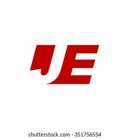 JE negative space letter logo red