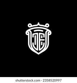 JE shield initial monogram with high quality professional design that will print well