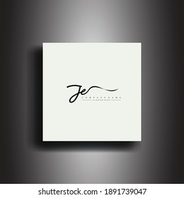 JE Signature style monogram.Calligraphic lettering icon and handwriting vector art.