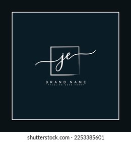 JE Simple Signature Logo - Handwritten Vector Template for J and E Logo