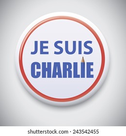 Je Suis Charlie - Vector Pin Badge Button.