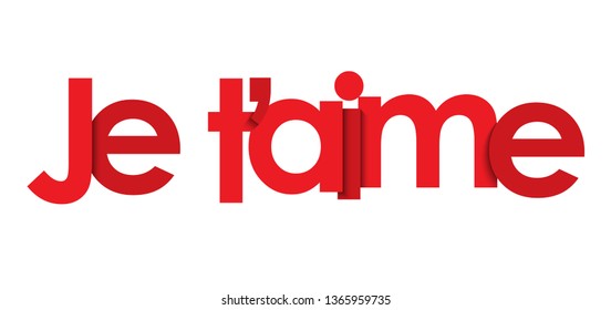 JE T'AIME (I LOVE YOU in French) colorful typography banner